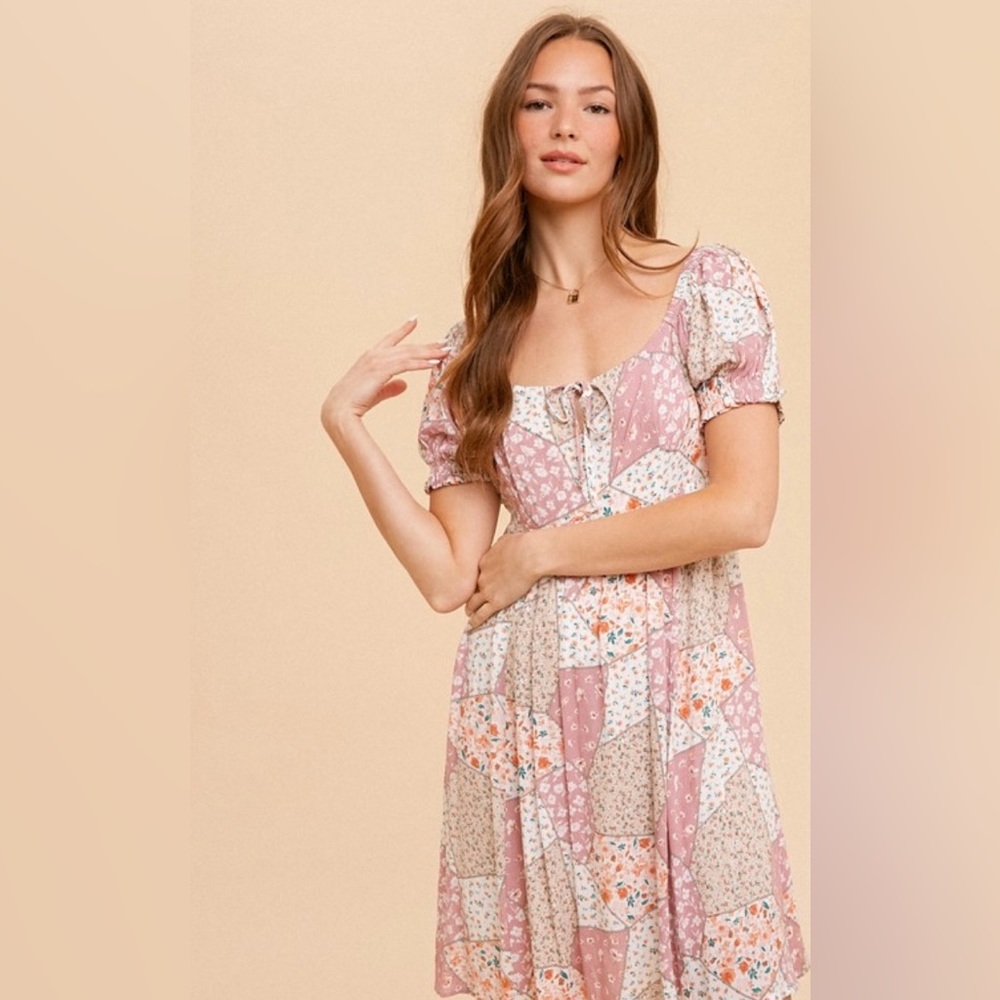 New Hem & Thread Patchwork Print Back Cut Out Dre… - image 3